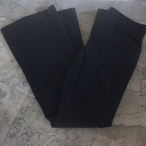 Black dress pants with white stripes
